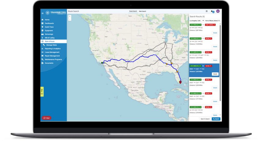 TransmetriQ Rate & Route Search